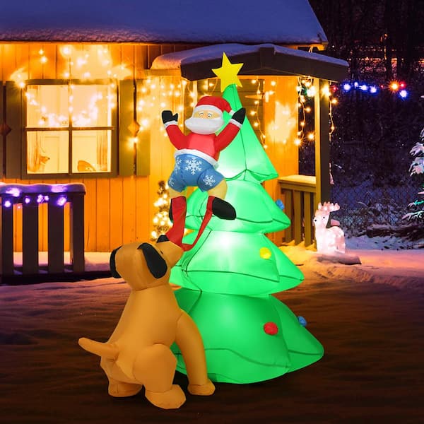 6.5 ft. Pre-lit LED Lights Christmas Inflatable Tree Santa Christmas Inflatable with Zipper