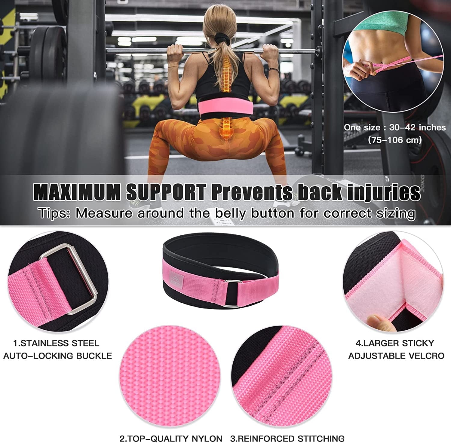 Barbell Pad Set with Weight Lifting Belt,  Neck & Shoulder with Anti-Slip Grain Cloth