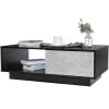 Hommpa Coffee Table with 4 Drawers LED Center Table Sofa Side Tea Tables Black High Gloss Finish