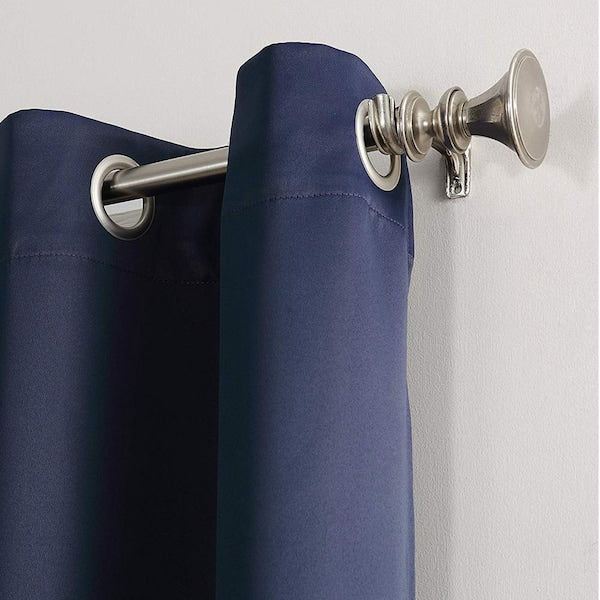 Navy Woven Thermal Blackout Curtain - 40 in. W x 84 in. L