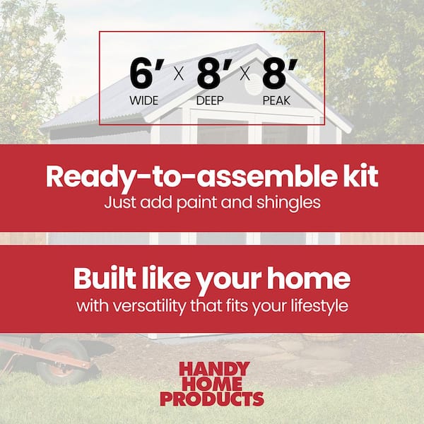 Garden Shed Do-it Yourself 6 ft. x 8 ft. Wood Storage Shed with Galvanized Metal Roof and transom windows (48 sq. ft.)