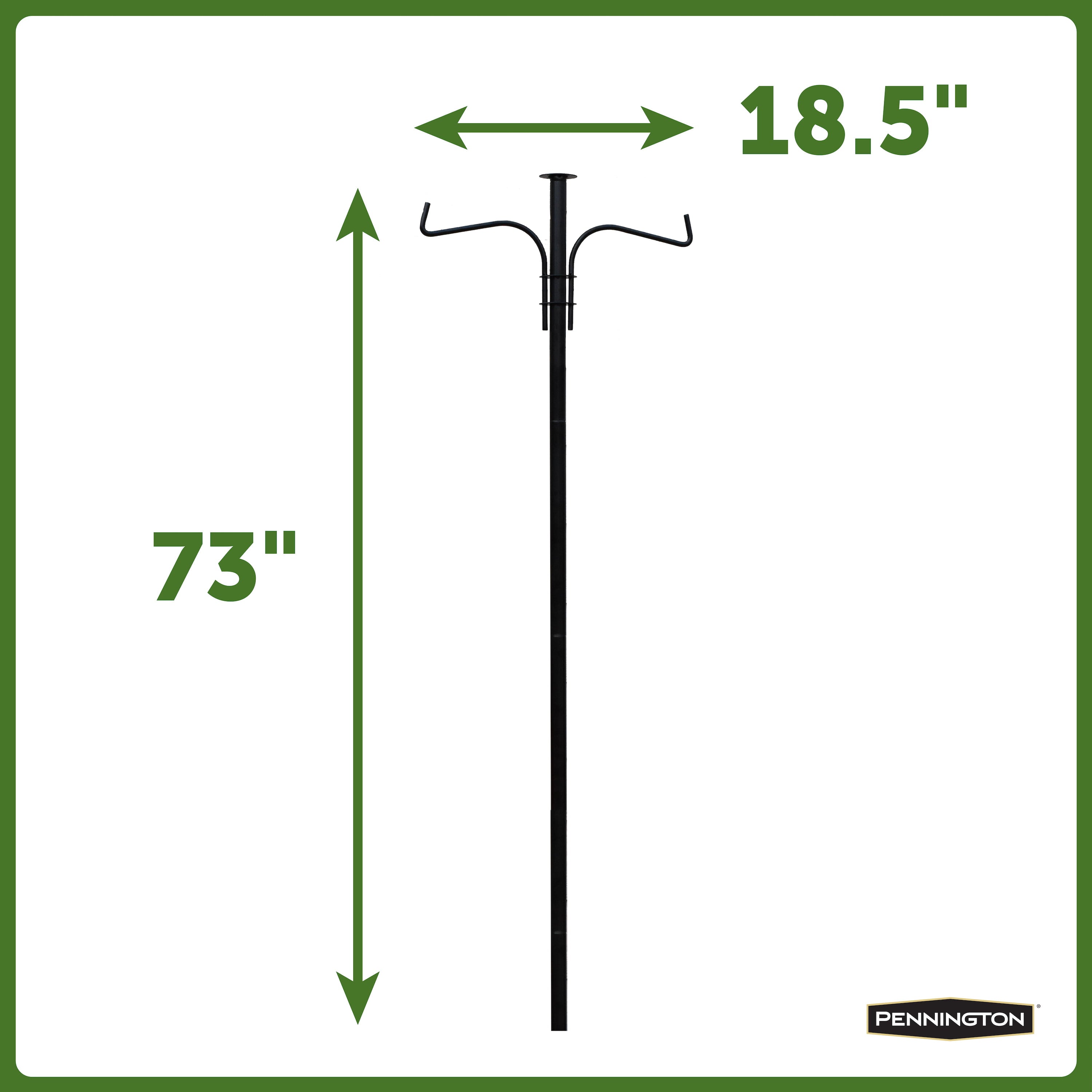 Pennington Premium Wild Bird Feeder Pole Plus, 5 feet Installed Height, Black