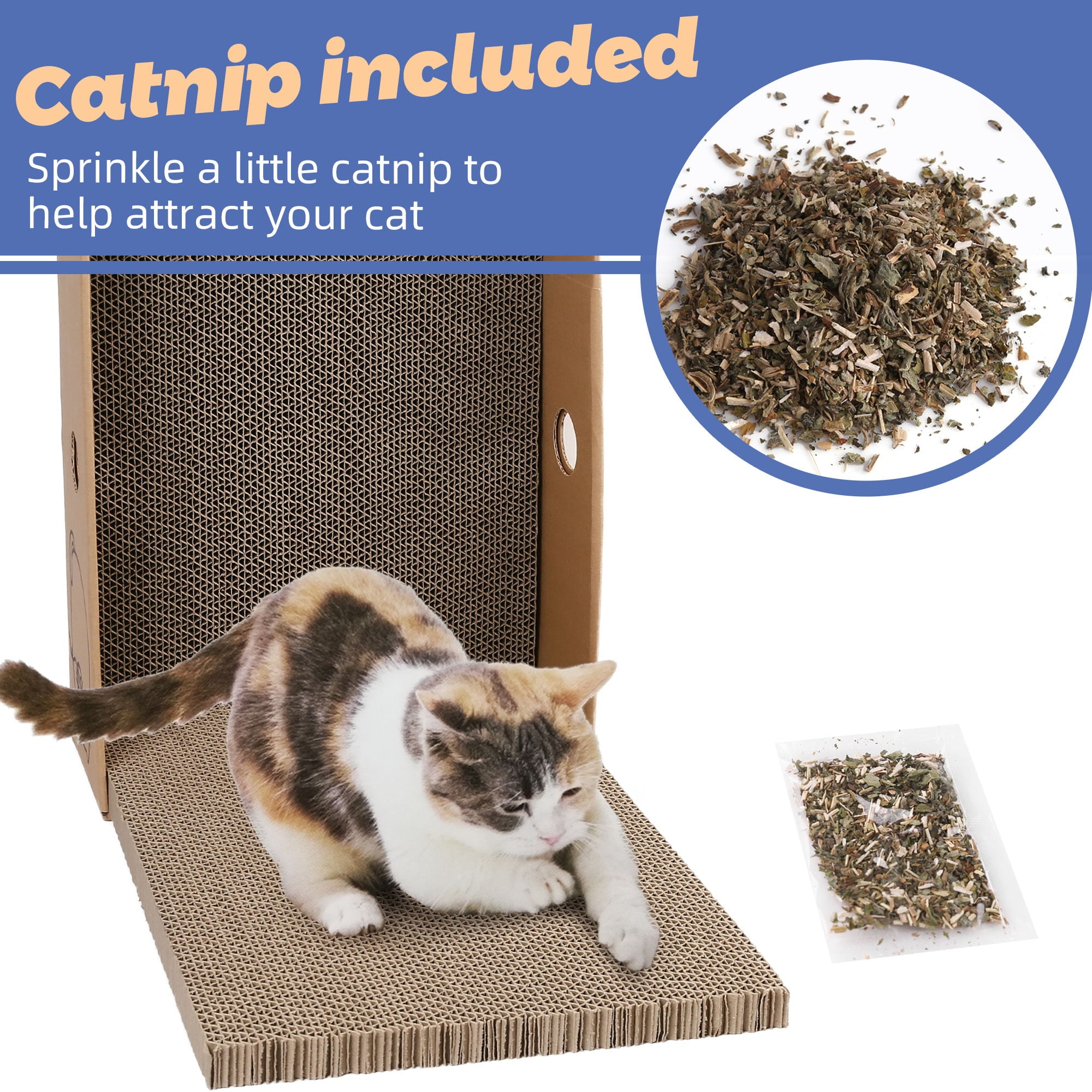 PrimePets XL Wide Cat Scratcher Cardboards with Box, 5 Pack Reversible Cat Scratch Pad