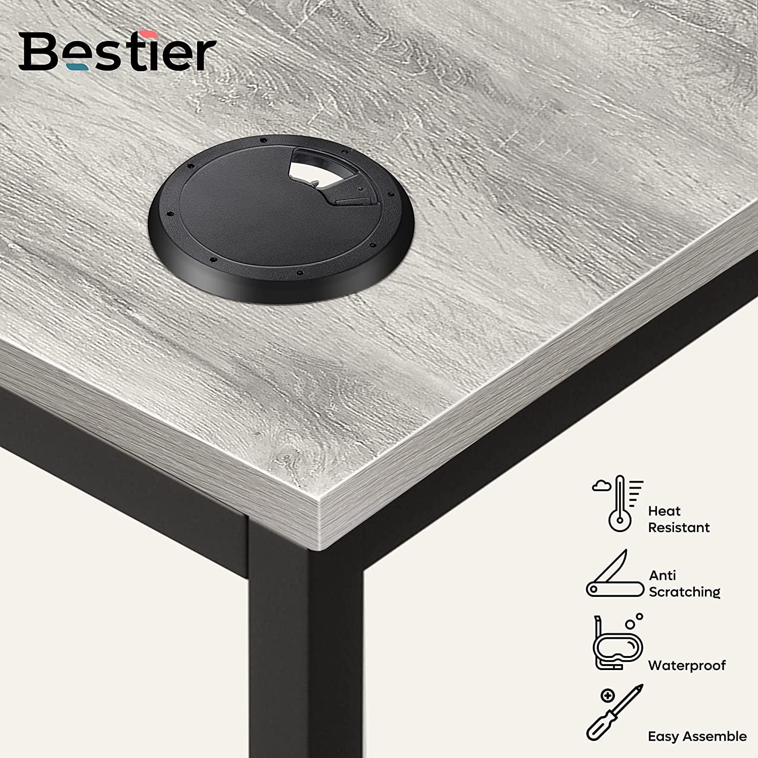 Bestier 86.6 inch Reversible L Shaped Desk with Shelves Grey