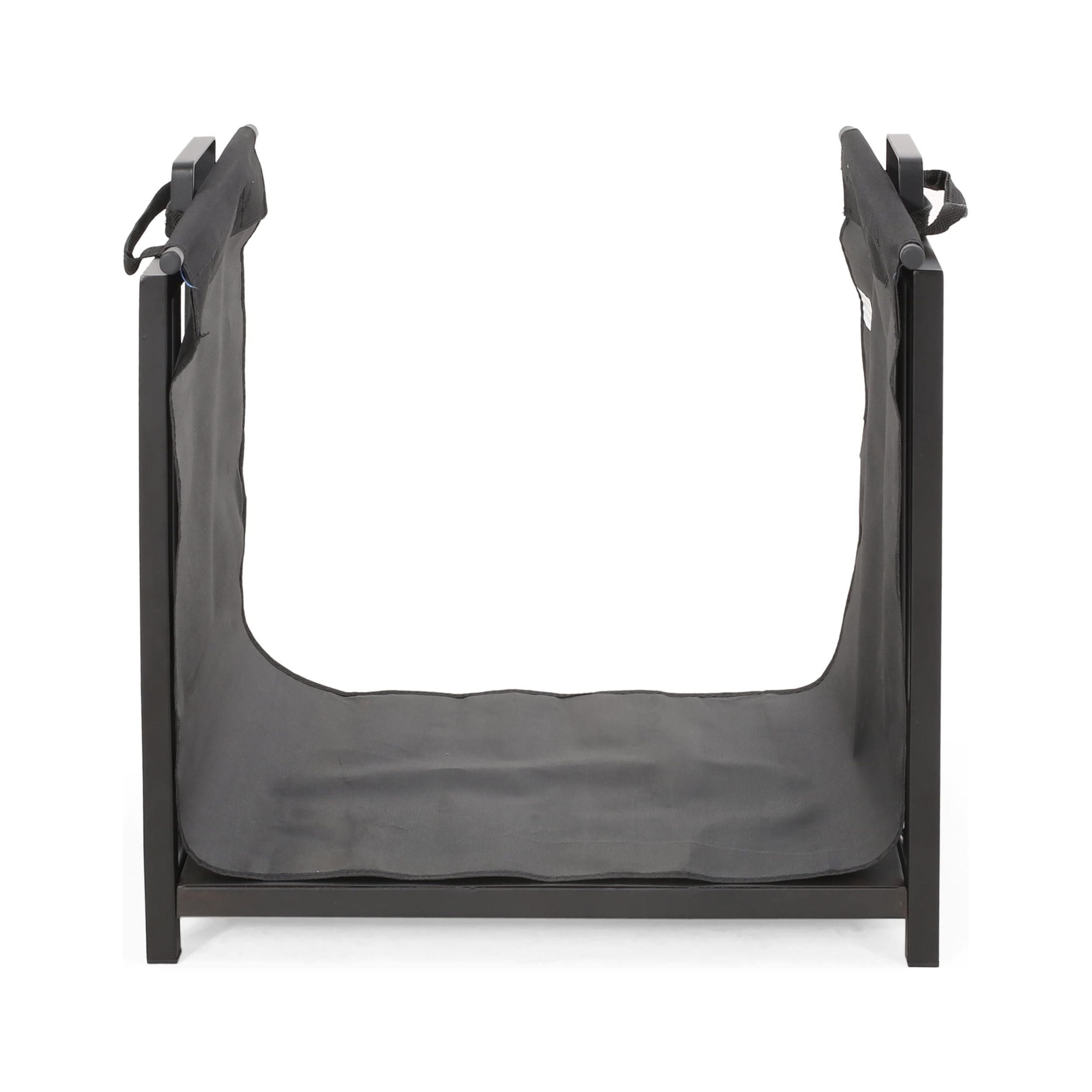 Amir Cosada Iron and Canvas Fireplace Log Holder, Black and Matte Black