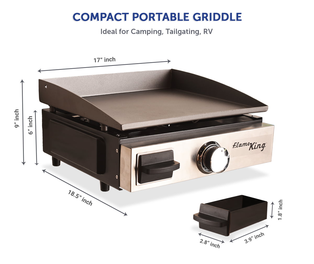Top Portable Propane Cast Iron Grill Griddle Tabletop for Camping & Tailgating