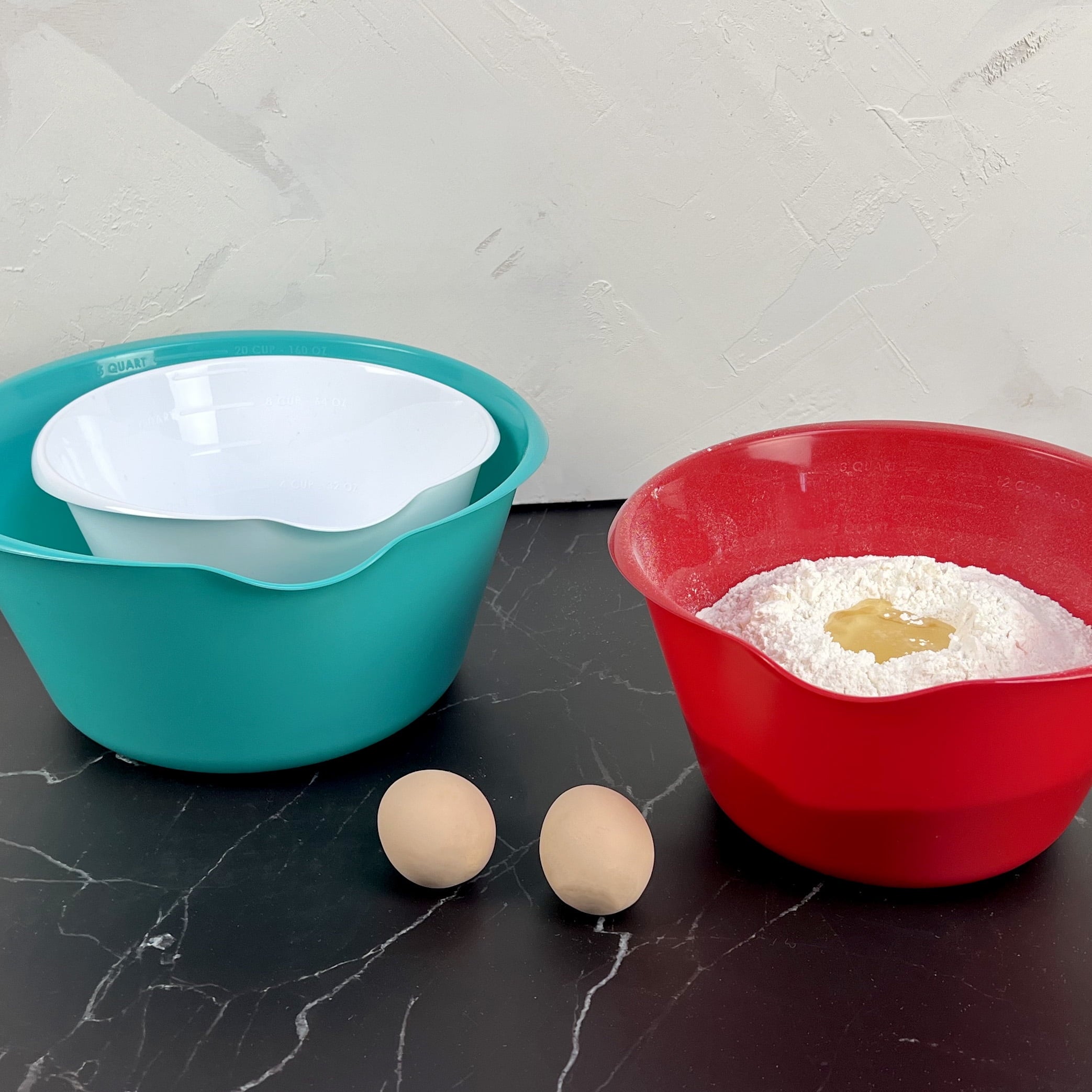 Mainstays 3 Piece Bowl Set Polypropylene Teal Red White