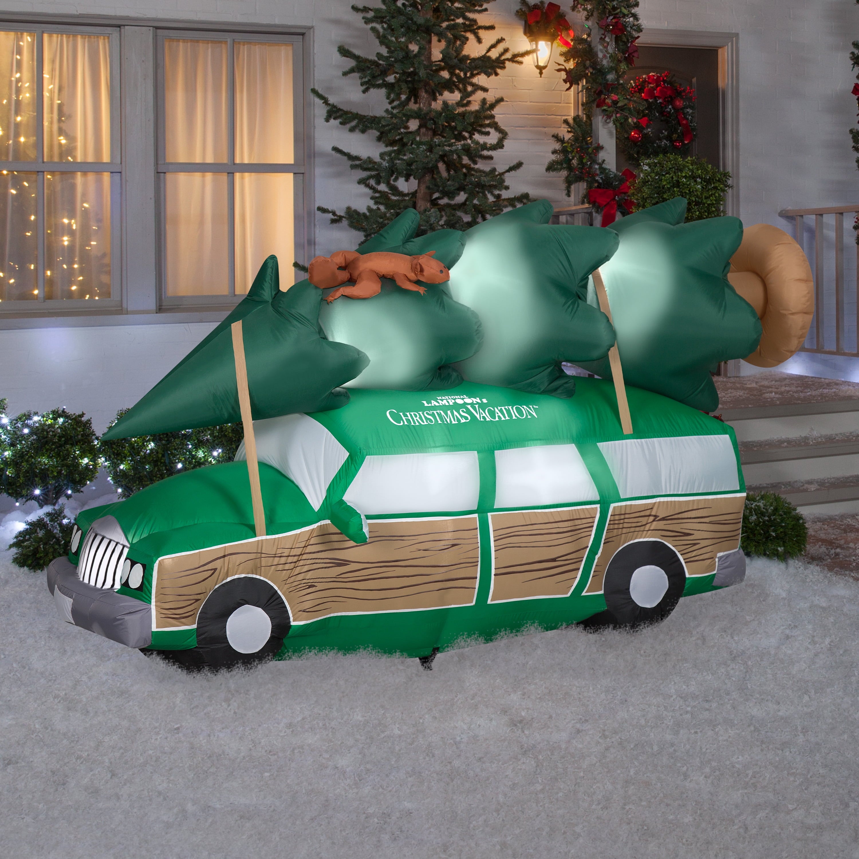 8' Gemmy Airblown Inflatable Christmas Vacation Station Wagon w/ Tree & Squirrel Yard Decoration