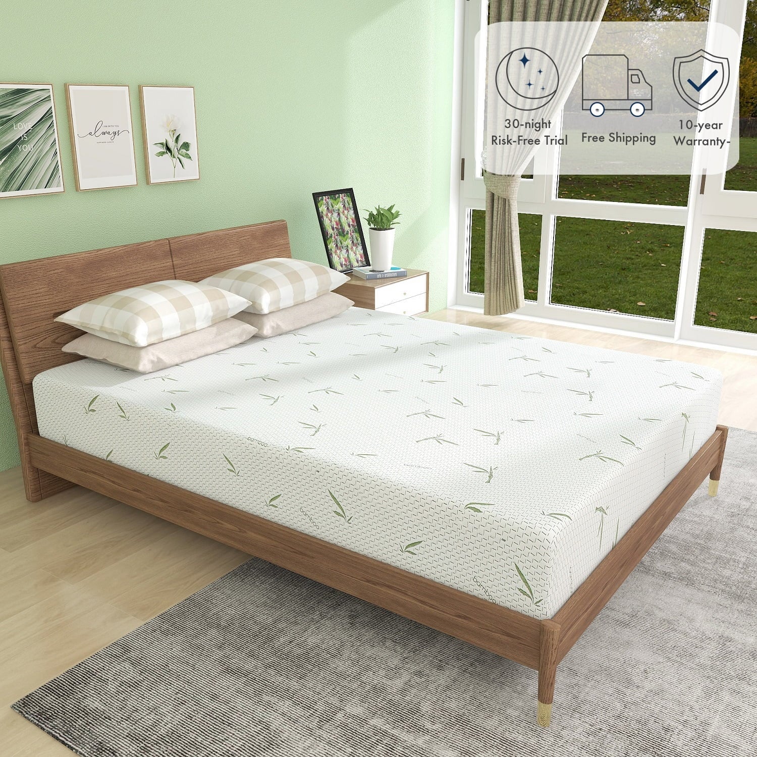 Mattress, 10 inch Memory Foam Mattress Bed in a Box,with Green Tea Cooling Gel, Made in USA