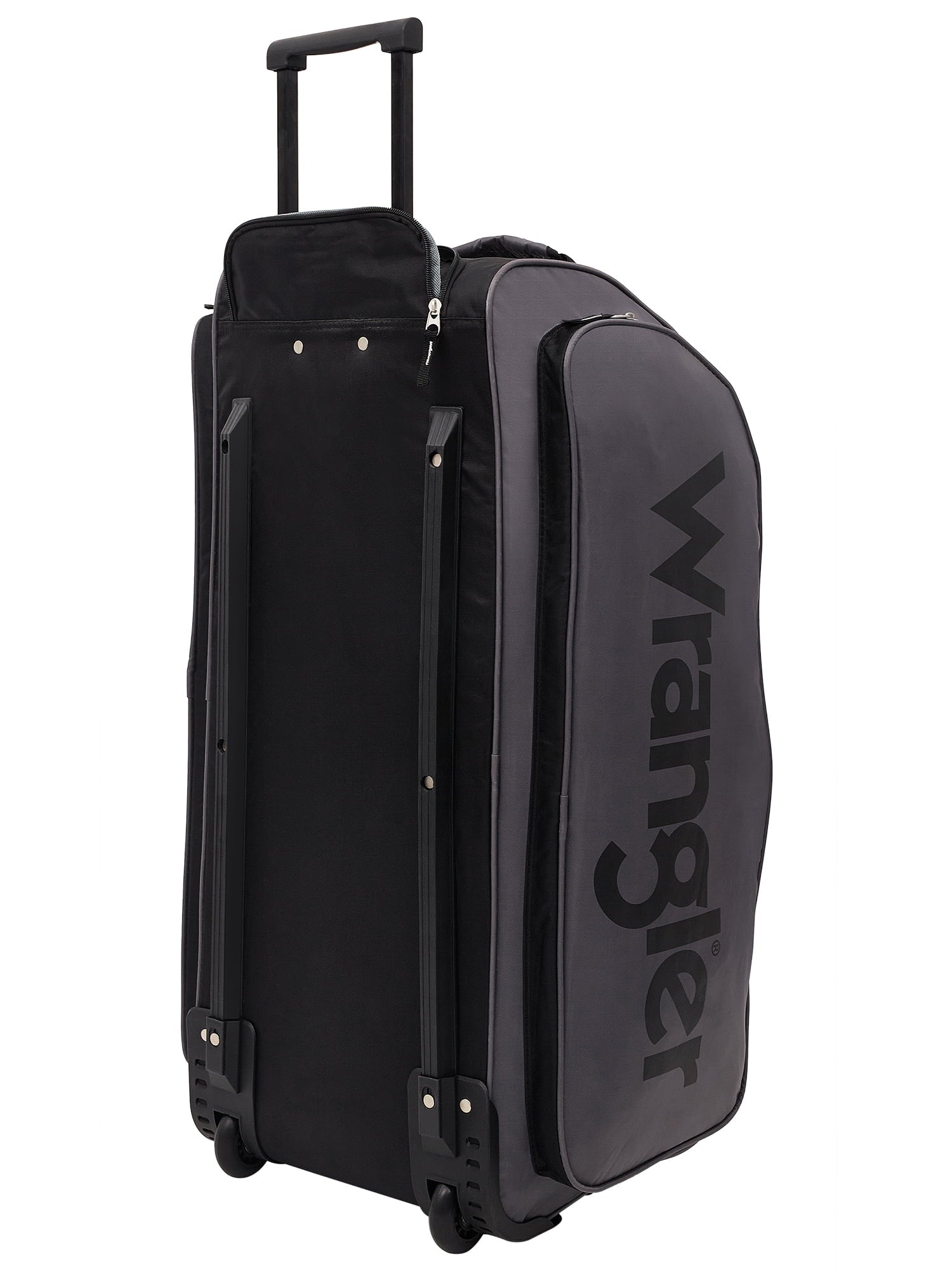 Wrangler 30” Multi-Pocket Rolling Duffel w/ Telescopic Handle, Gray
