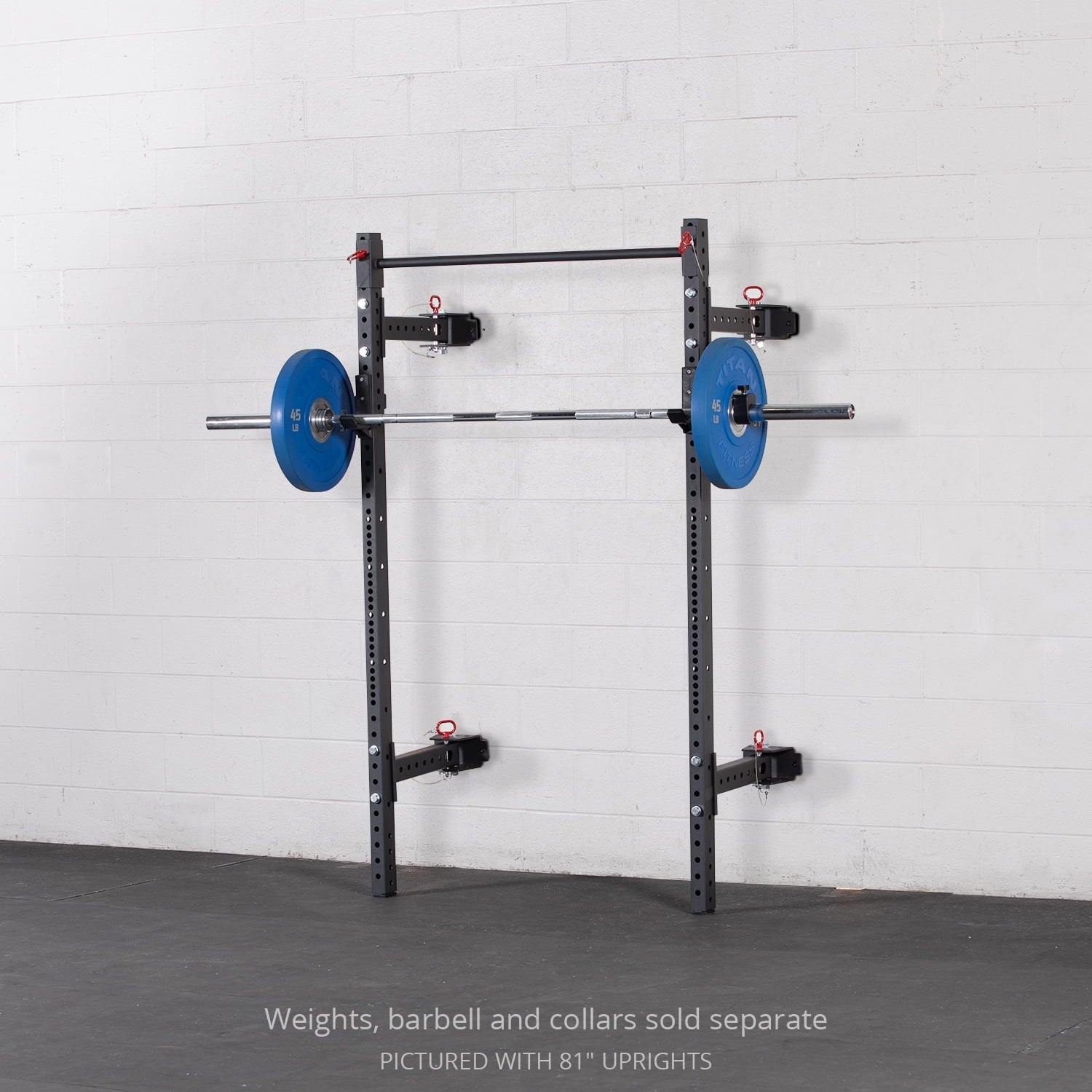 Titan Fitness T-3 Series Folding Power Rack 91in. H 21 in. D Space Saving Wall Mounted