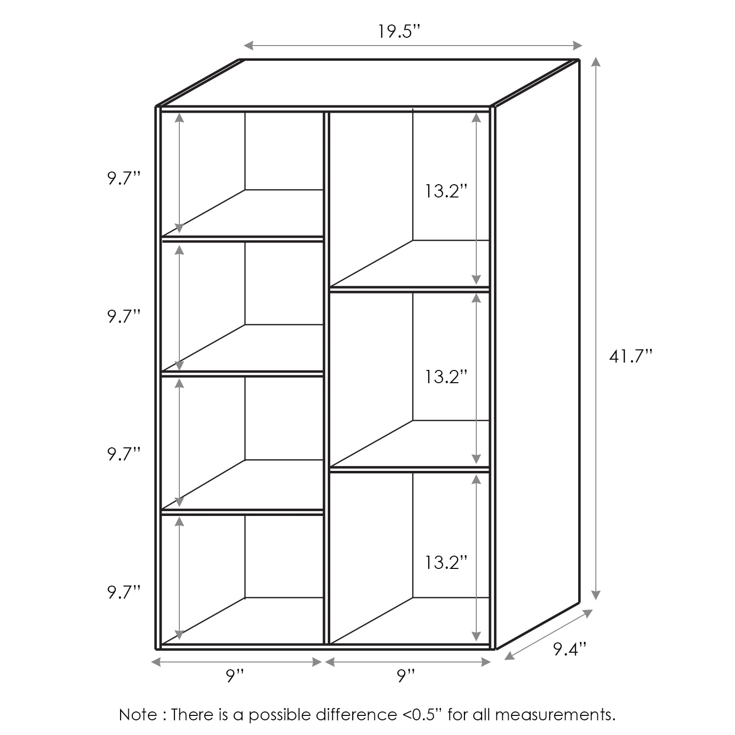 Furinno 11048WH 7-Cube Reversible Open Shelf Bookcase, White