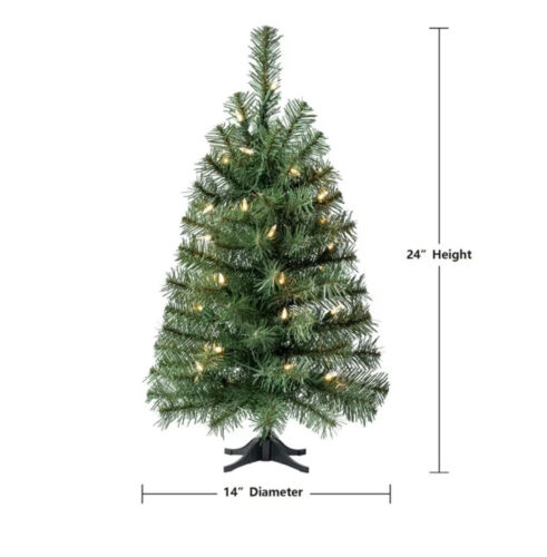 24" Pre-Lit Noble Green Spruce Artificial Christmas Tree with Clear
