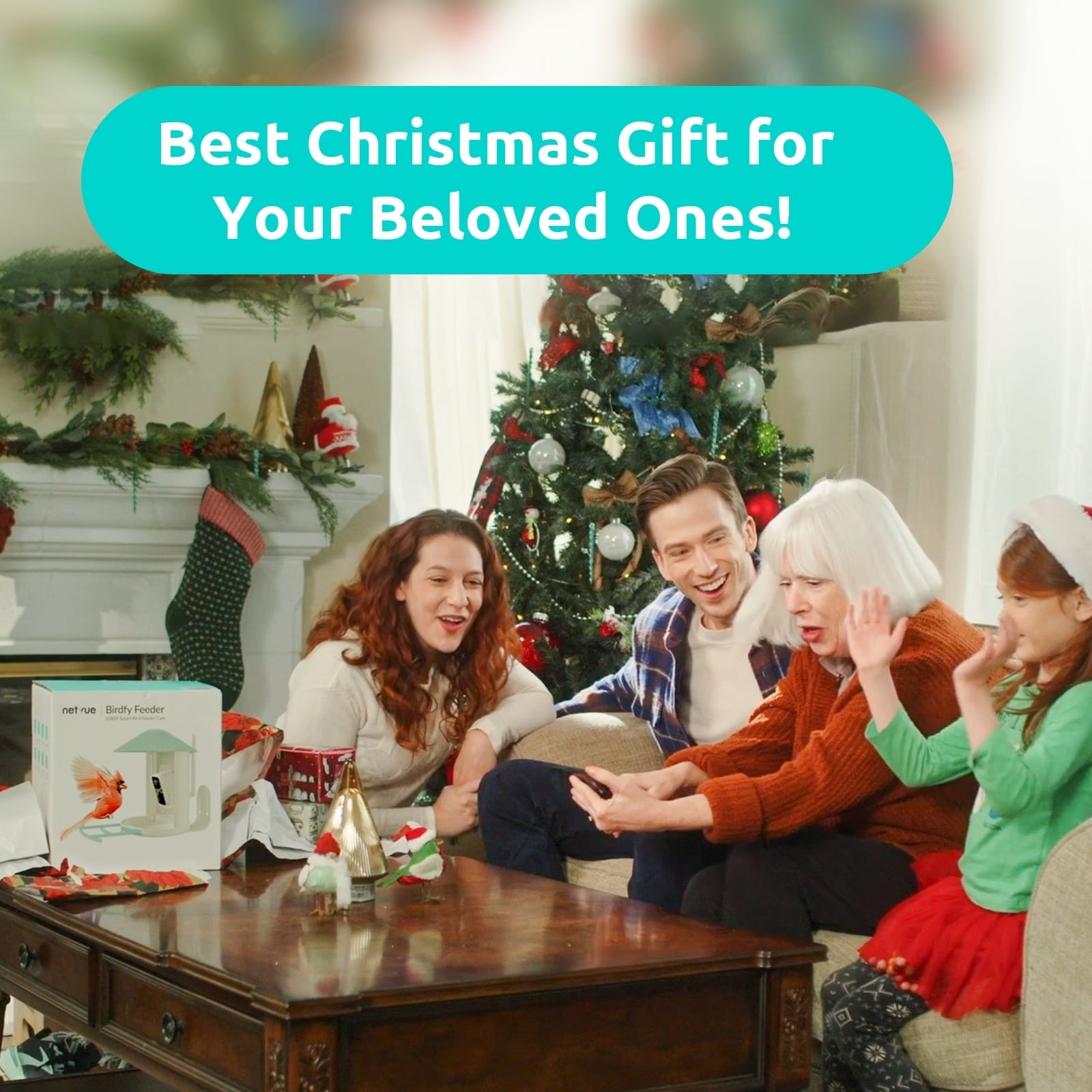 Bird Feeder with Camera, Netvue Birdfy Smart Bird Watching Camera with Solar Panel, Blue(Lite+Solar)