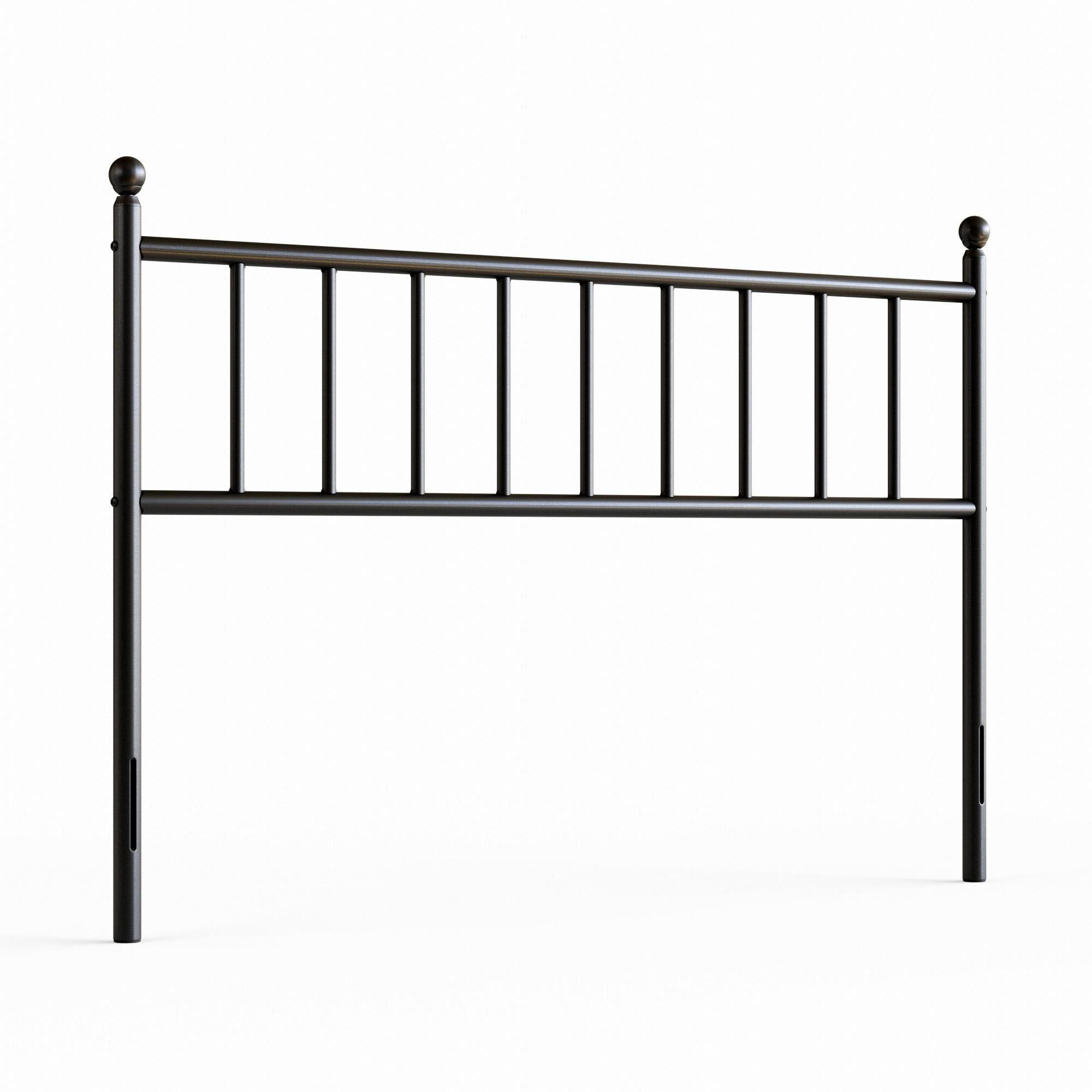 Rest Haven Steel Vertical Bar Metal Headboard, Black, Queen