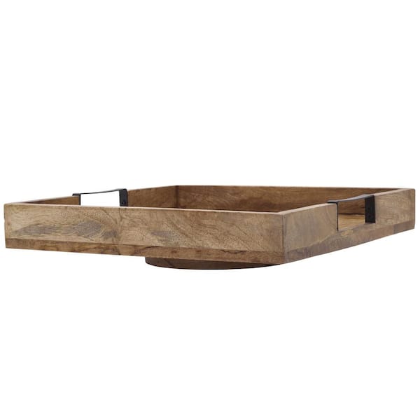 Gourmet Basics Brown Wood Avery Square 14 W x 3 H x 14 D Lazy Susan Tray