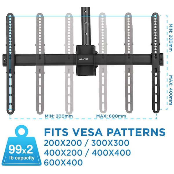 37 in. - 70 in. Dual Full Motion TV Ceiling Mount with 20-Degree Tilt, 198 lbs. Load Capacity