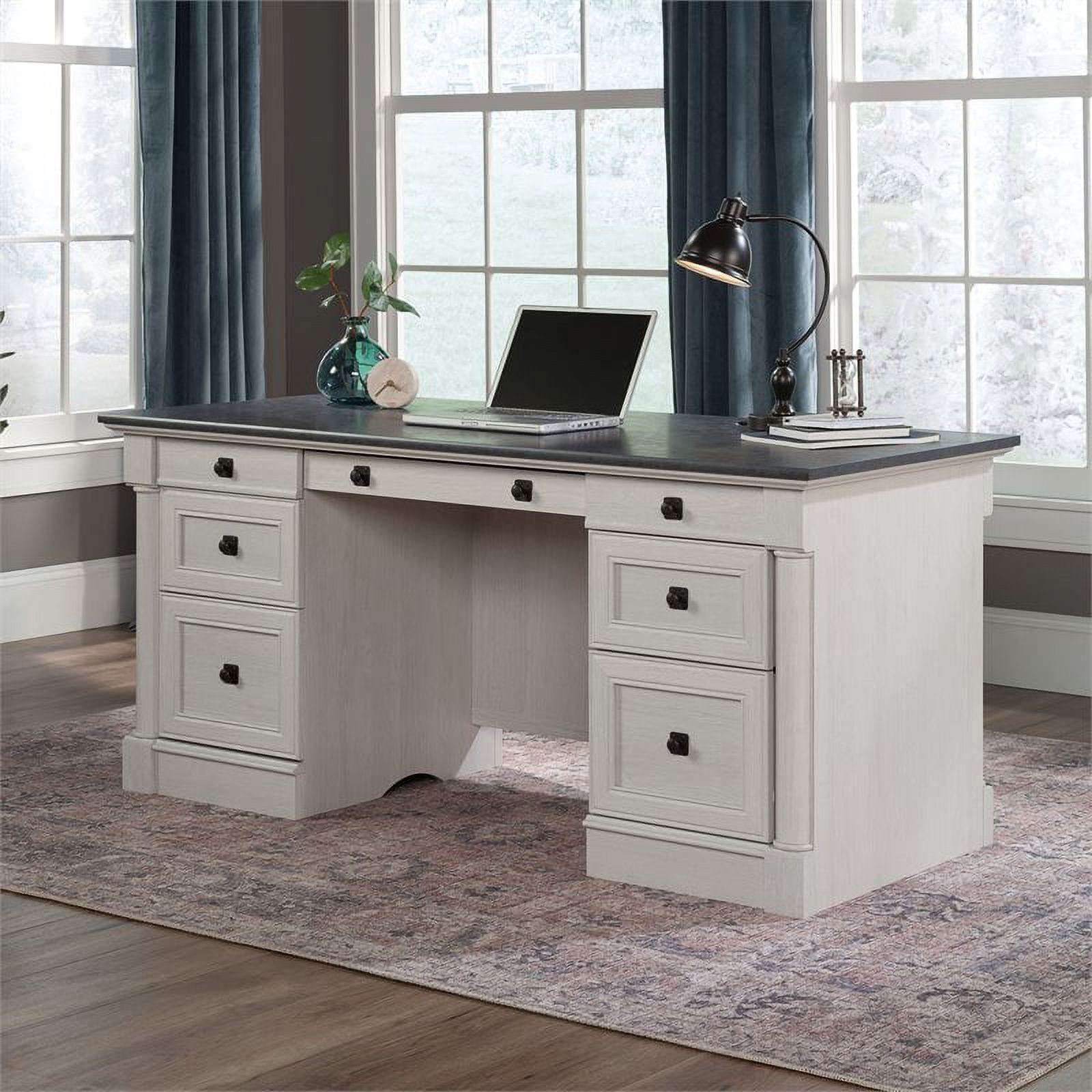 Sauder Palladia Executive Home Office Desk, Glacier Oak Finish