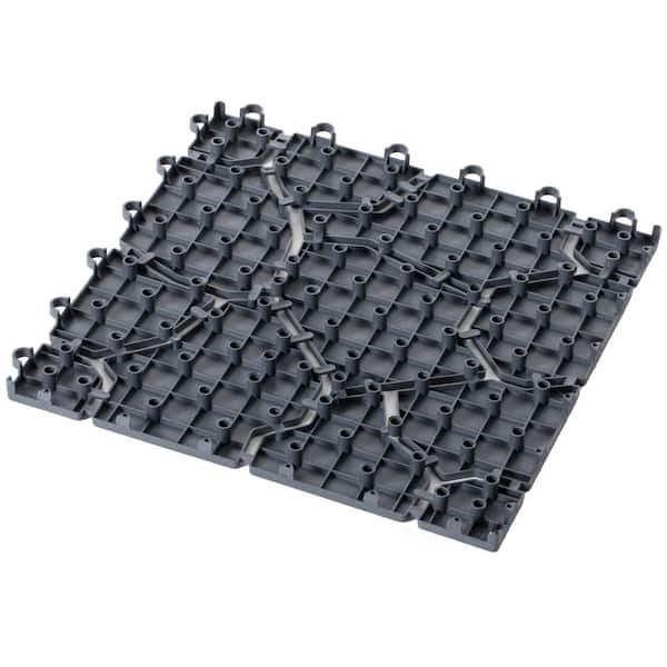 Gray Plastic Garden Path Track Interlocking Stone Look Design Pathway Tile Floor Paver (Pack of 4)