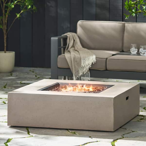 Mayfair Light Gray Square Stone Fire Pit (No Tank Holder)