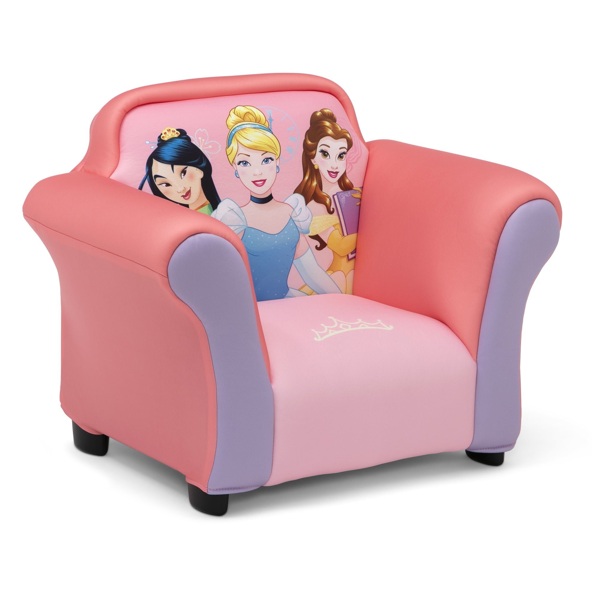Disney Princess Upholstered Chair with Sculpted Plastic Frame by Delta Children, Pink