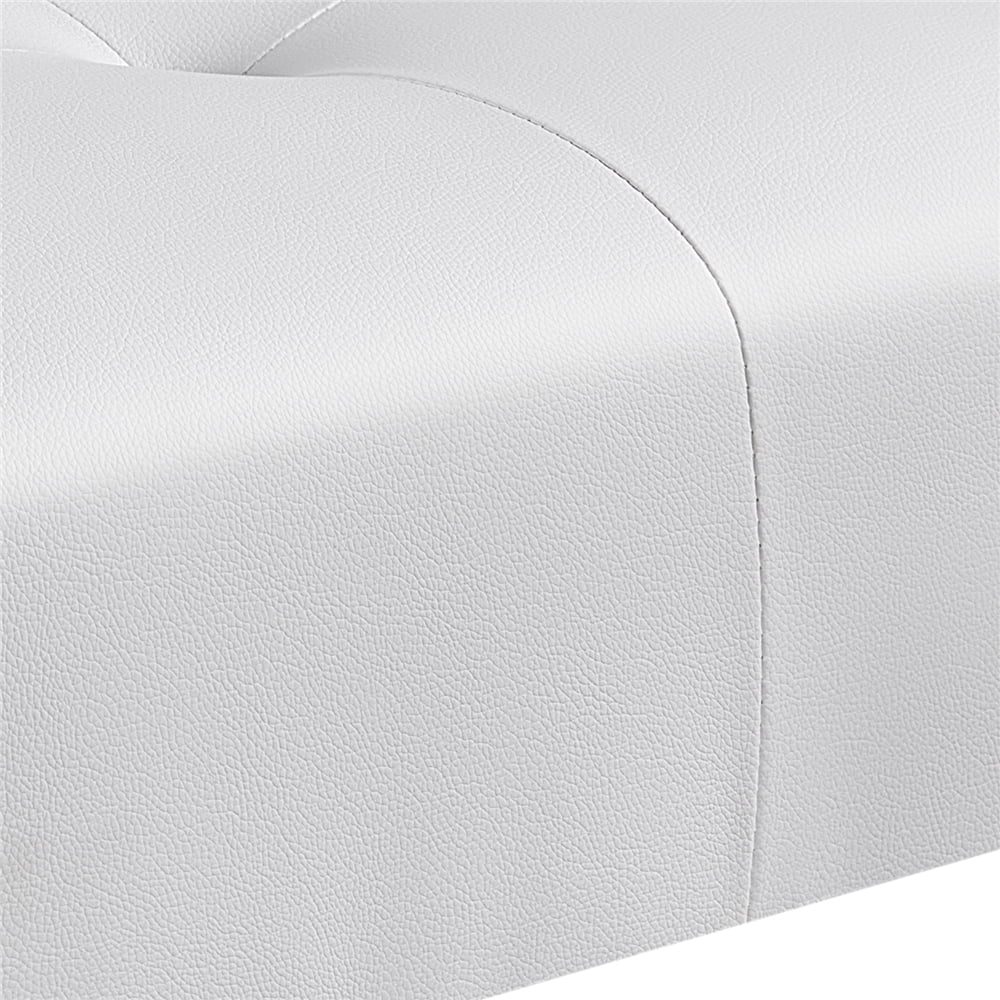 Easyfashion Convertible Faux Leather Futon Chaise Lounge, White