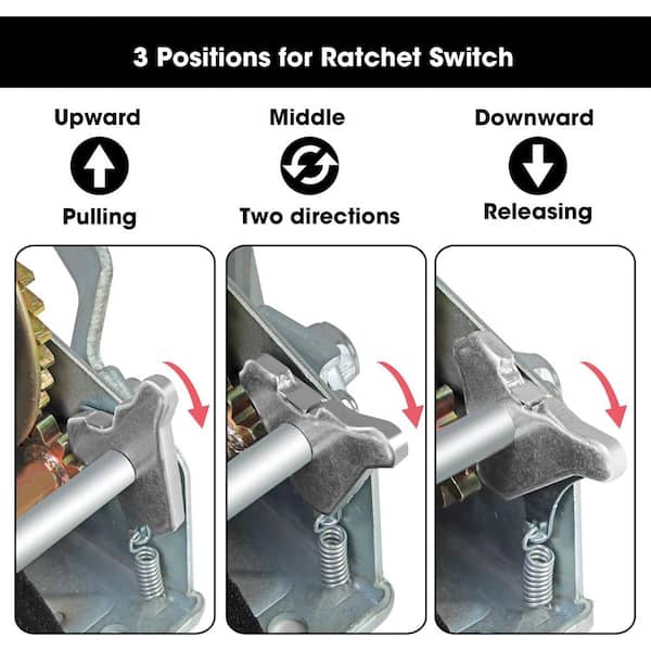 1600 lbs. 2 in. W 32.8 ft. Manual Hand Strap Winch