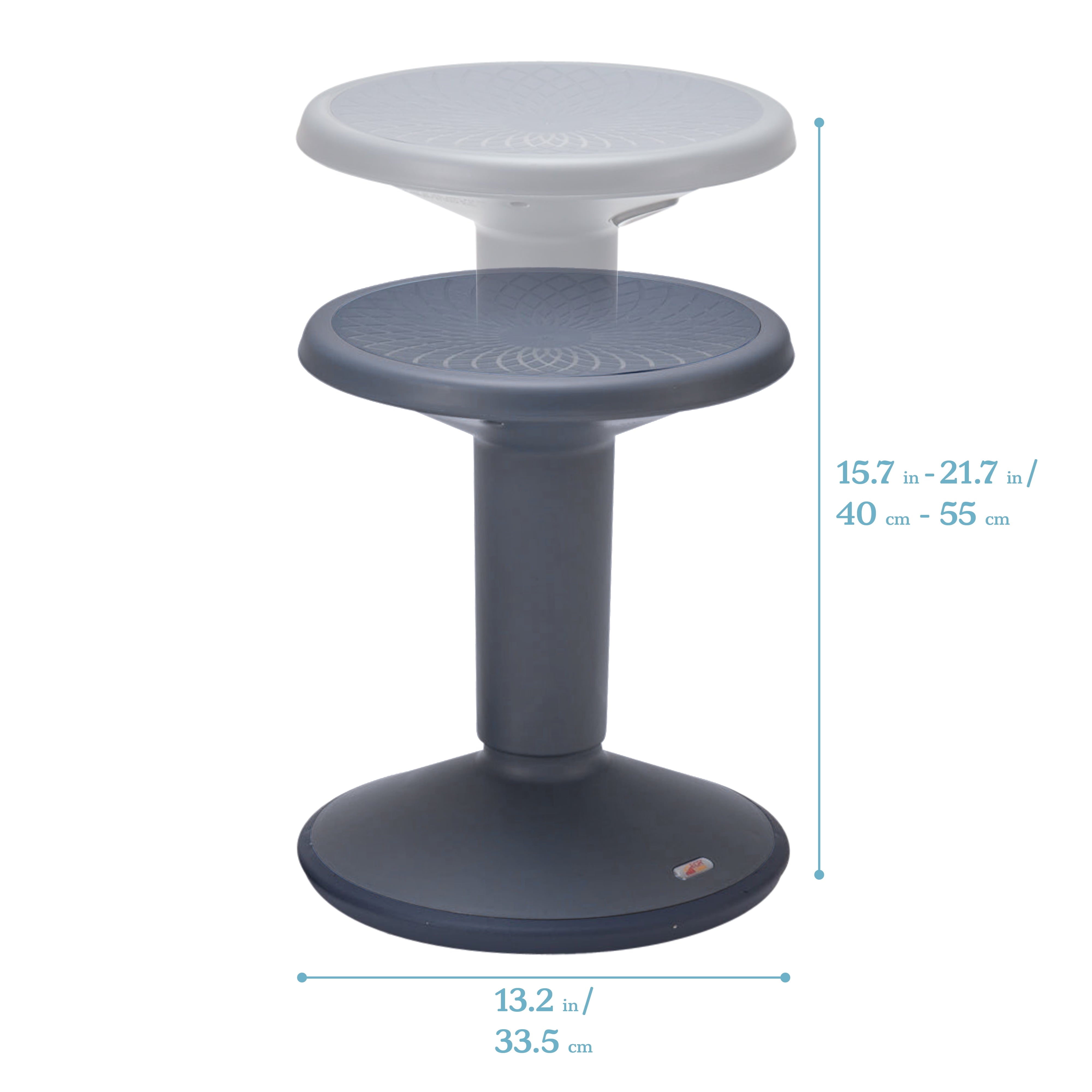 ECR4Kids SitWell Wobble Stool, Adjustable Height, Active Seating, Grey
