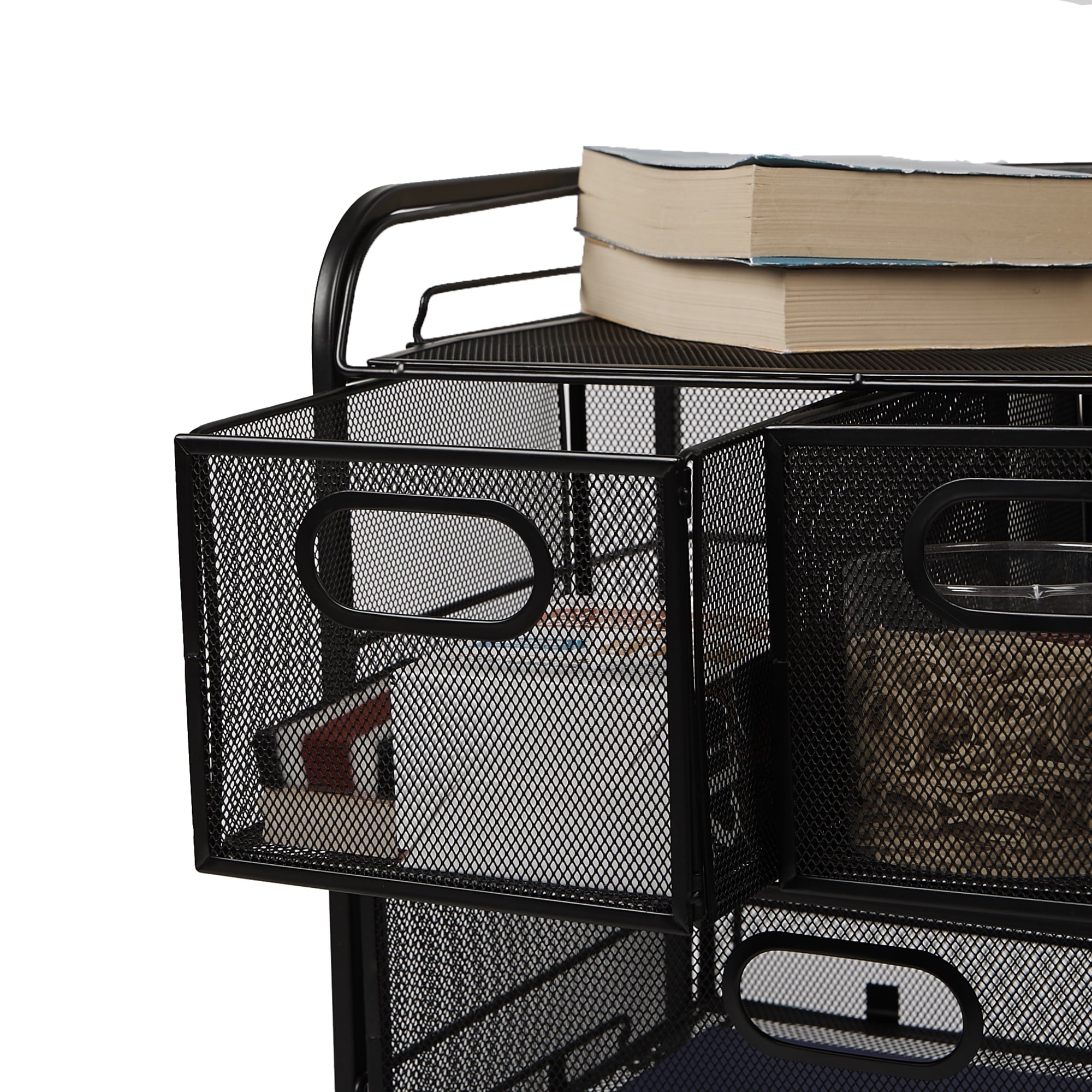 Mind Reader Mesh 4 Drawer Rolling Mesh Office Cart, Metal Storage Drawers, File Storage Cart, Utility Cart, Black