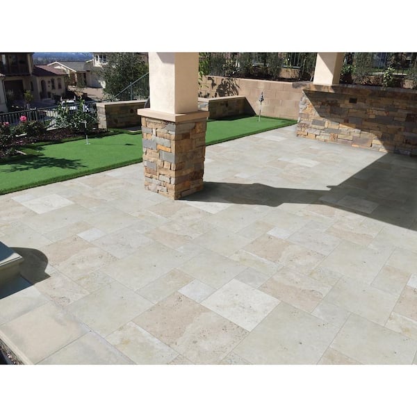 Tuscany Beige Pattern Tumbled Travertine Paver Kit (10 Kits/160 sq. ft./Pallet)