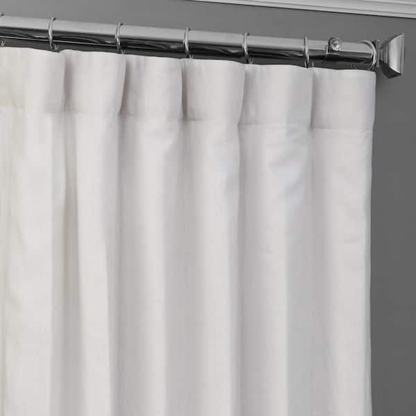 Crisp White French Linen Rod Pocket Room Darkening Curtain 50 in. W x 108 in. L Single Window Panel