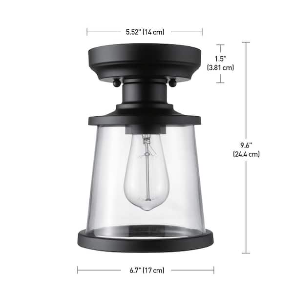 Rigby 9.6 in. 1-Light Matte Black Round Flush Mount, Farmhouse Ceiling Light