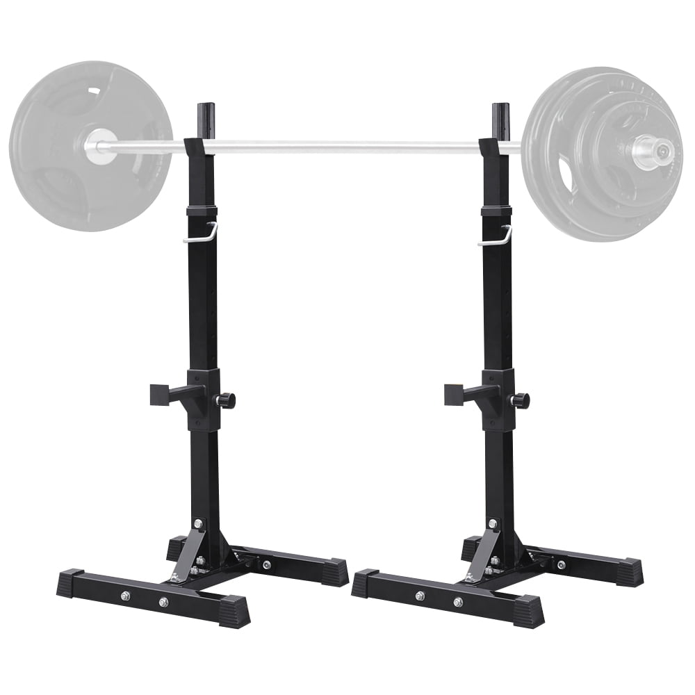 Yaheetech 2 Pieces Adjustable Rack Standard Solid Steel Squat Stands Barbell Free Press Bench