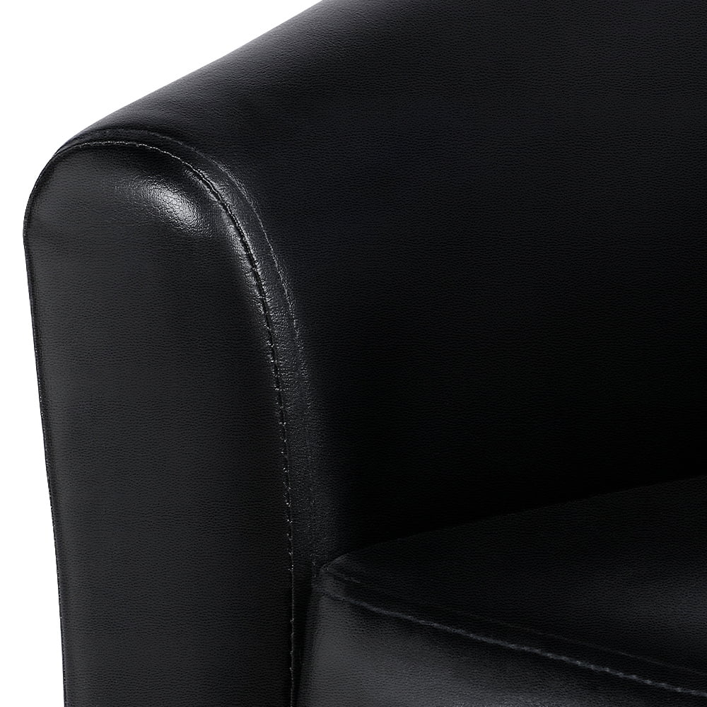 Easyfashion Faux Leather Barrel Accent Chair, Set of 2, Black