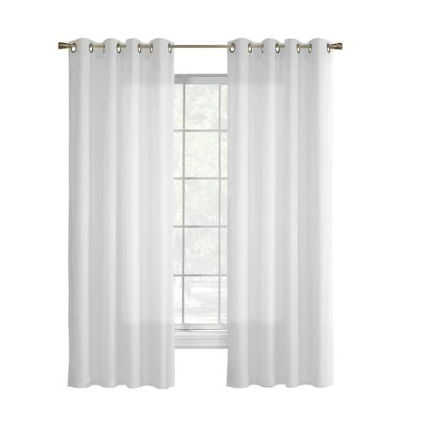 Rhapsody White 54 in. W x 72 in. L Lined Grommet Room Darkening Curtain Panel