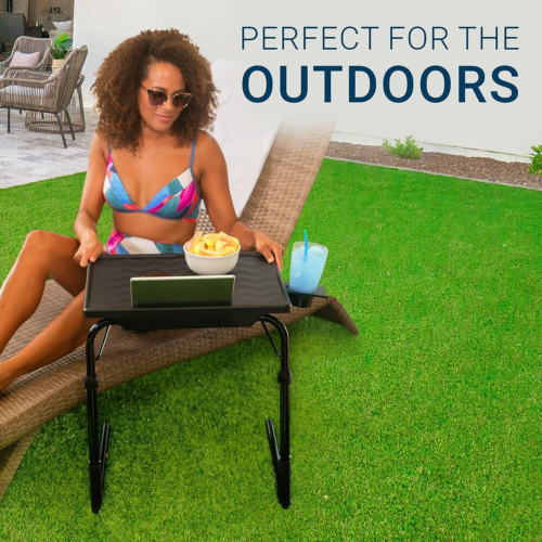 Table Mate II Folding TV Tray and Cup Holder with Table-Mate II, Black