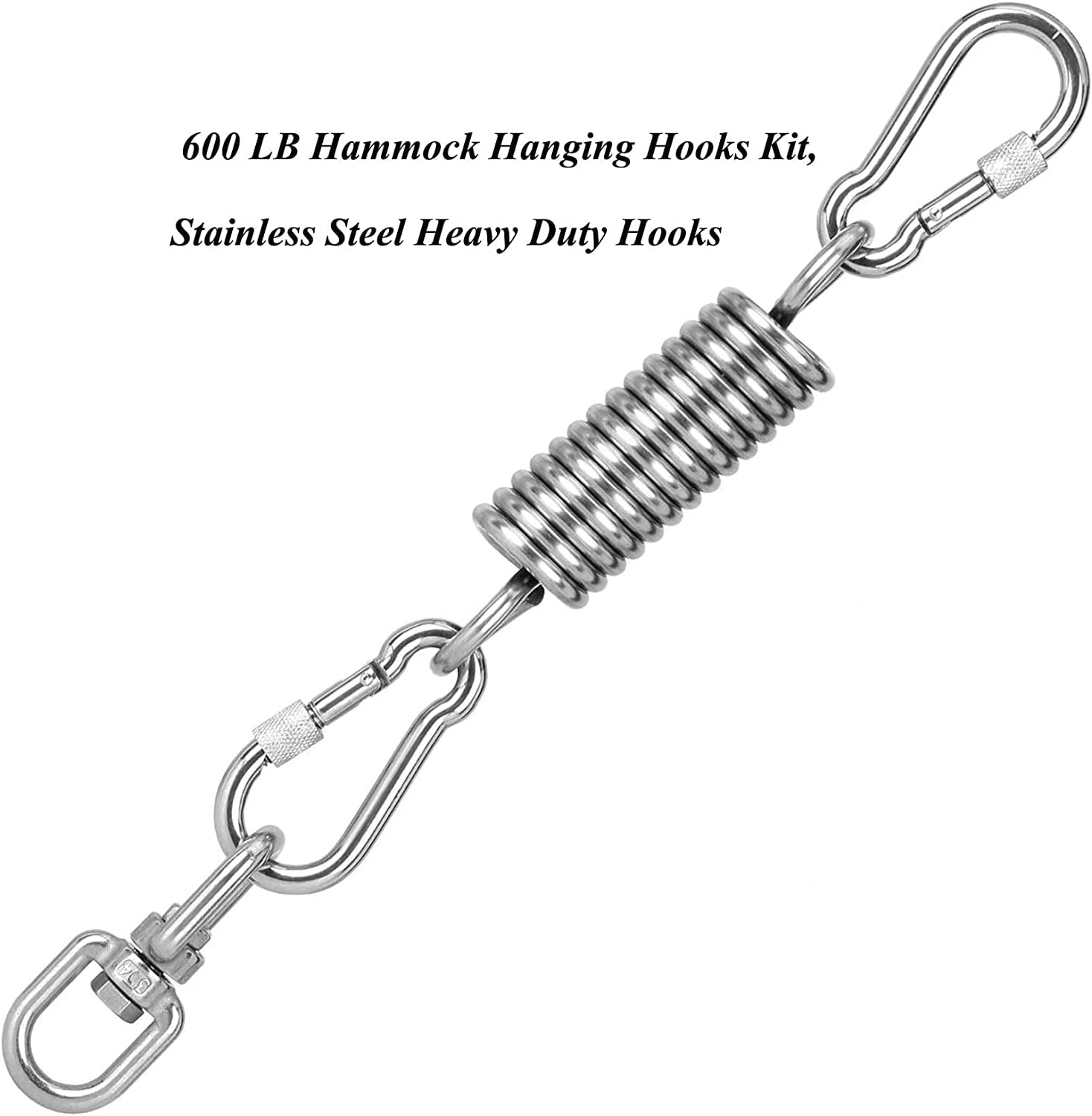 Premium Hammock Chair Hanging Kit with 2 Carabiner and Rotating Hook, Upgraded Snap Hooks Heavy Duty with 600 LB Capacity, Swing Spring for Swinging Chair/Hammocks