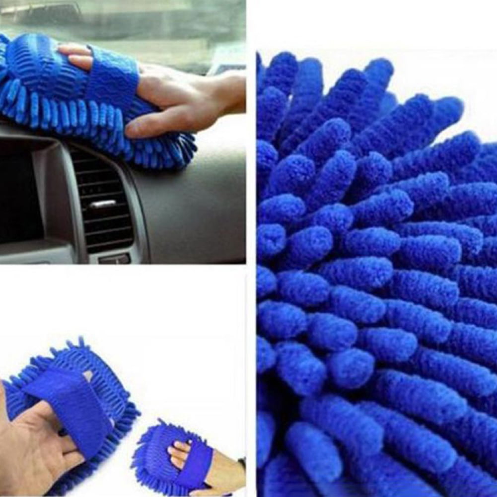 SPRING PARK Microfiber Chenille Cleaning Tool Washing Brush Soft Sponge Pad, Car Cleaning Tools Kit, Washing Brush Window Glass Cleaning Glove Tool