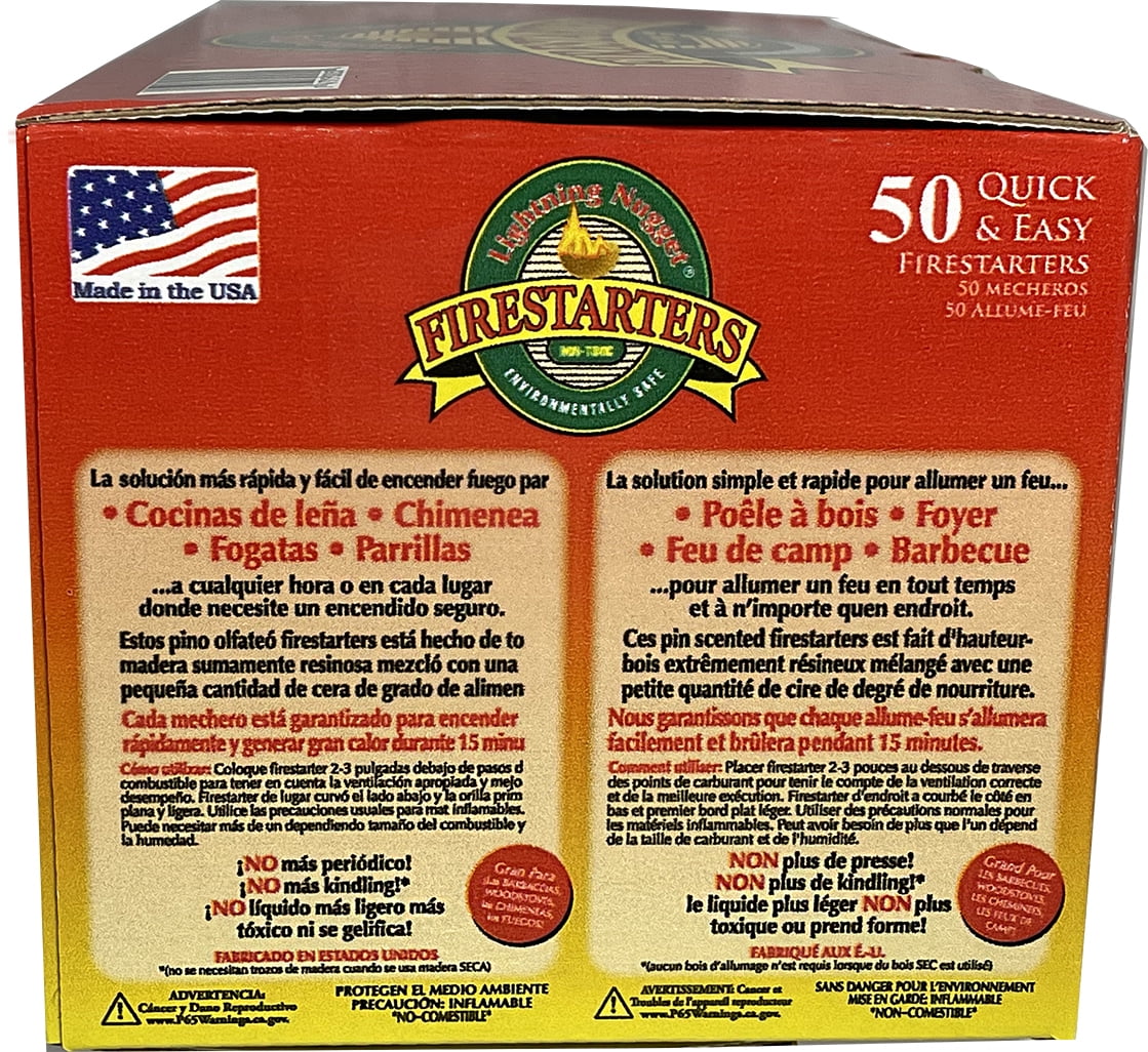 Lightning Nuggets Quick & Easy Fire Starter, 50 Count Pack