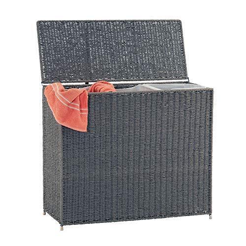 S Grey Ml7245 Wicker 3 Compartment Laundry Sorter With Lid 3 Section Clothes Ham