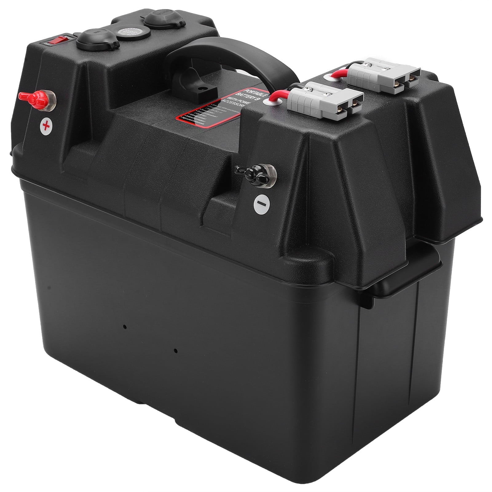 RV Battery Box, Trolling Motor Battery Power Center Multifunctional Fully Equipped With Accessory Ports For RVs For Boats For Yachts