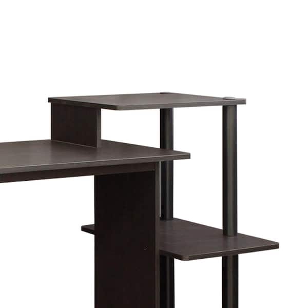 40 in. Rectangular Espresso Computer Desk with Shelves