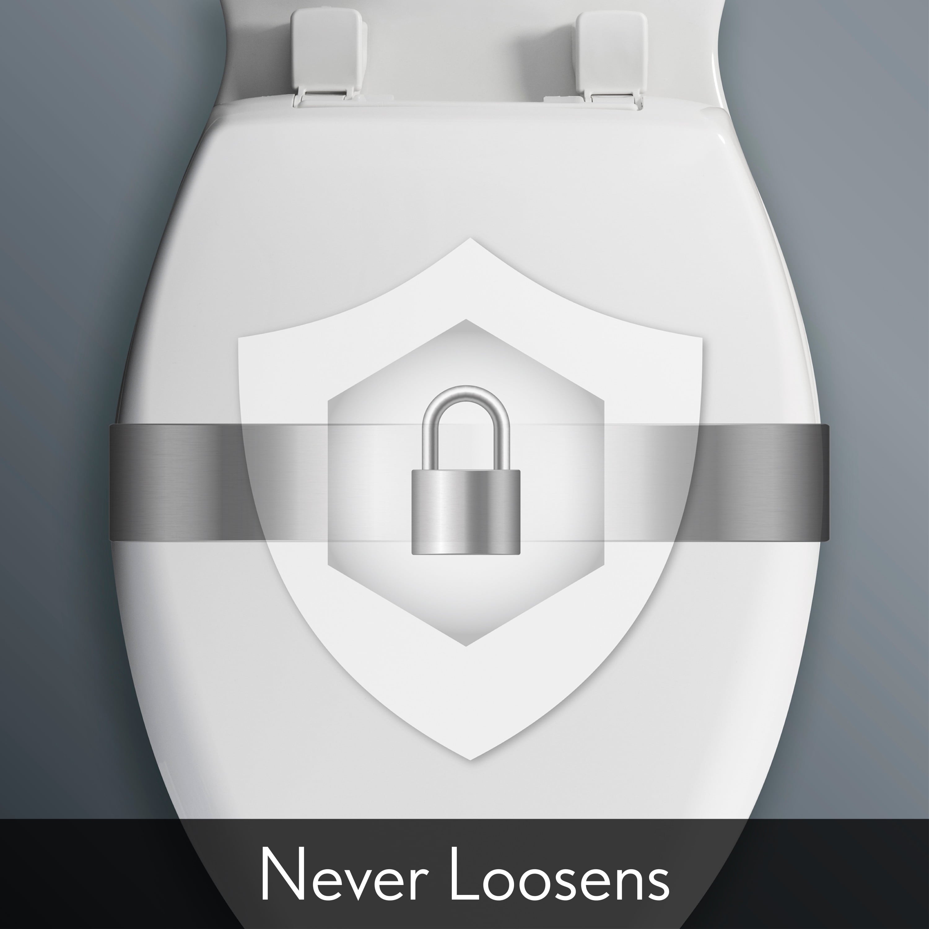 Mayfair Lannon Slow Close Elongated Enameled Wood Toilet Seat in White Adjustable and Never Looosens