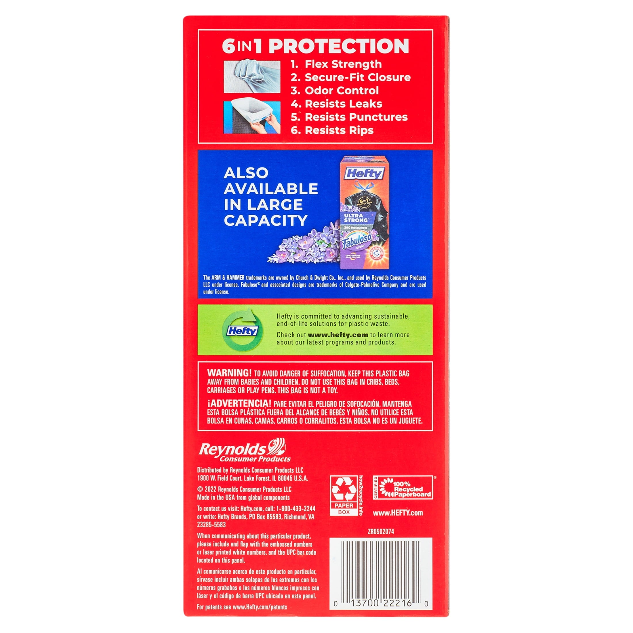 Hefty Ultra Strong Tall Kitchen Trash Bags, Fabuloso Scent, 13 Gallon, 40 Count