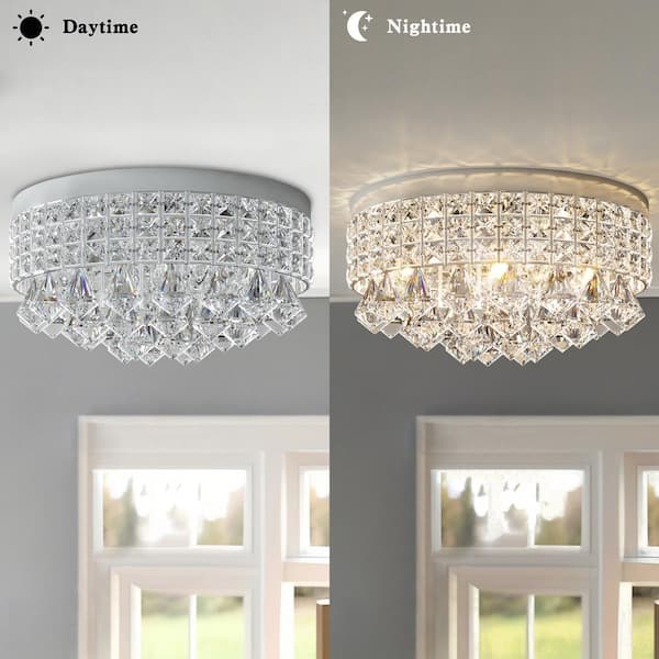 Jackson 4-Light 15 in. Chrome Flush Mount With Crystal