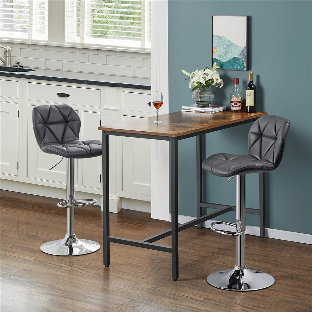 Alden Design Adjustable Counter-Height Faux Leather Modern Barstool, Set of 2, Gray