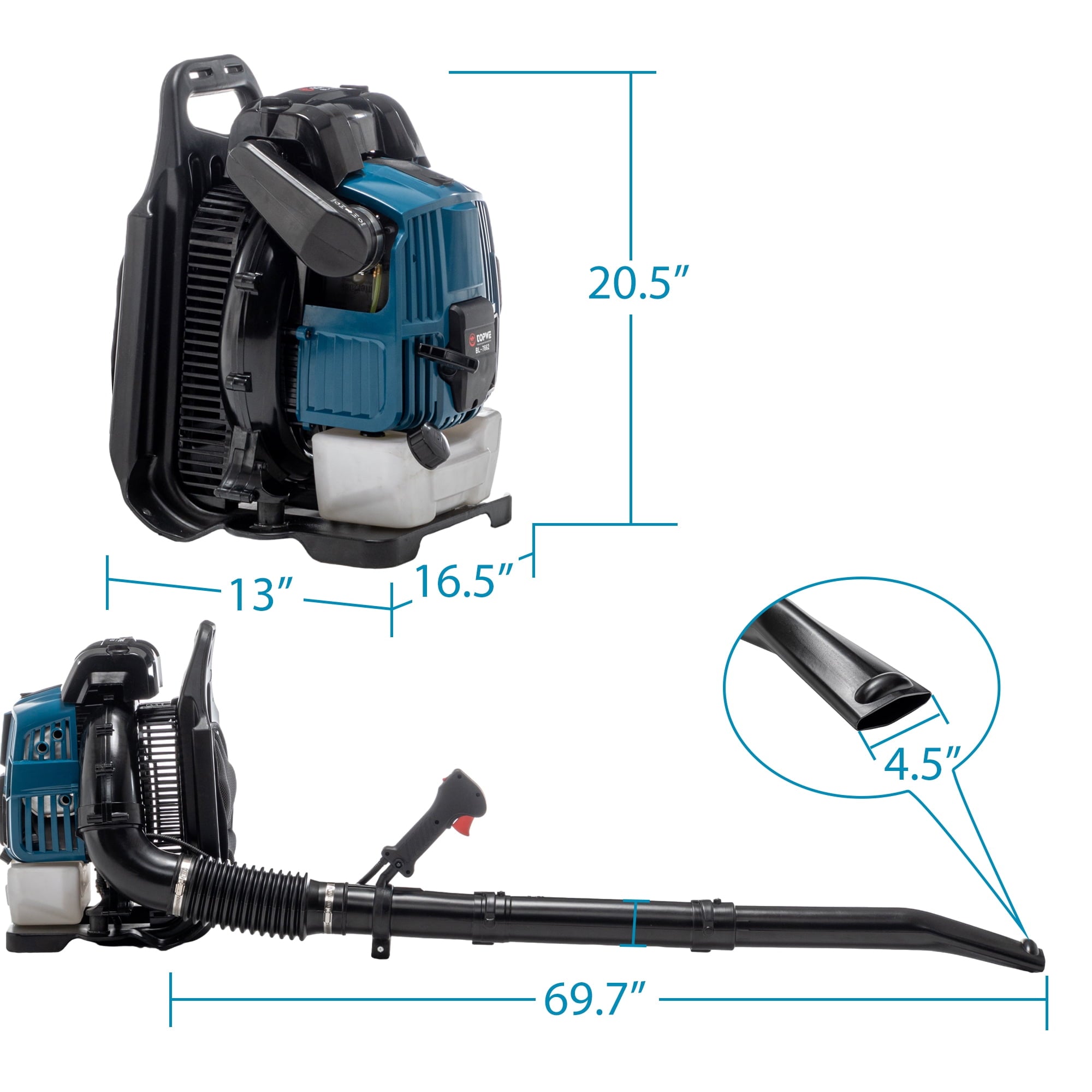 75.6CC 4 Stroke Backpack Leaf Blower,Lightweight Handheld Leaf Blower with Extention Tube,Gasoline Blower EPA Compliant