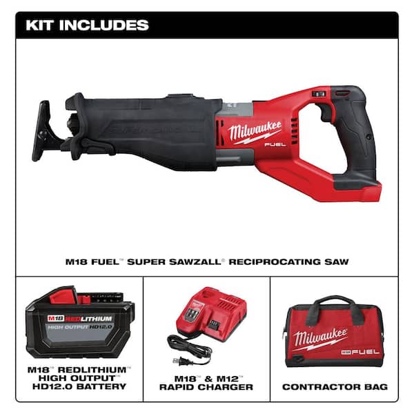 M18 FUEL 18V Lithium-Ion Brushless Cordless SUPER SAWZALL Orbital Reciprocating Saw Kit w/(1) 12.0 Ah Battery