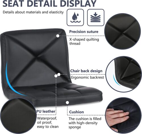 Bar Stools Set of 2 Counter Height Swivel Stool PU Leather Modern Height Stools