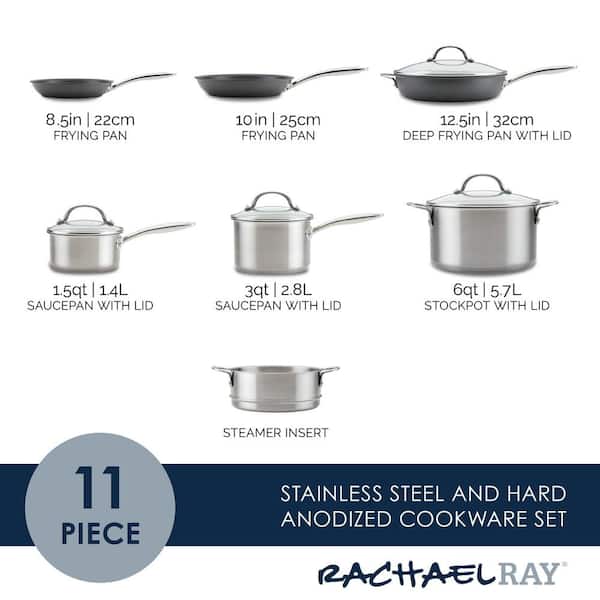 11-Piece Stainless Steel Professional Cookware Set with Lids